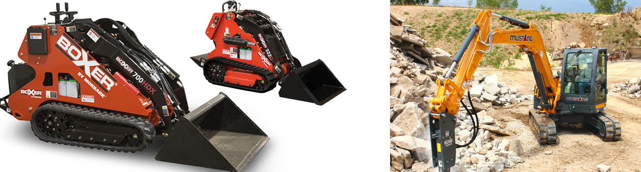 Boxer skid steers and mustang excavator